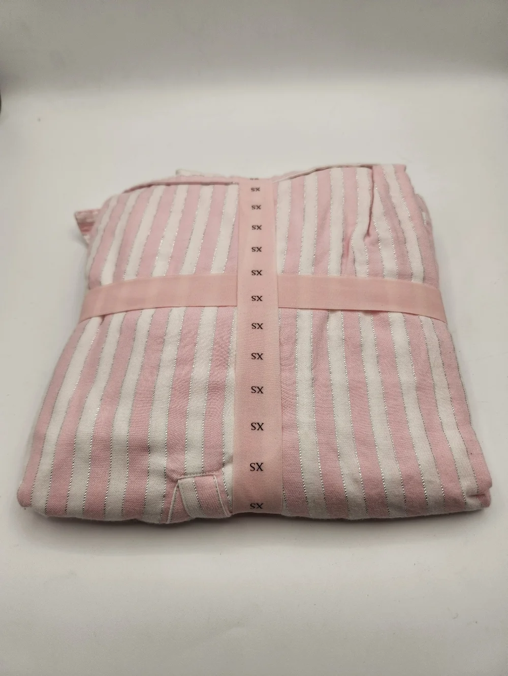 Victoria's Secret Iconic Pink & Silver Striped Flannel Pajama Set Size XS - Picture 5 of 6